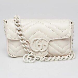 Gucci White Quilted Leather Marmont Mini Shoulder/Waist Bag